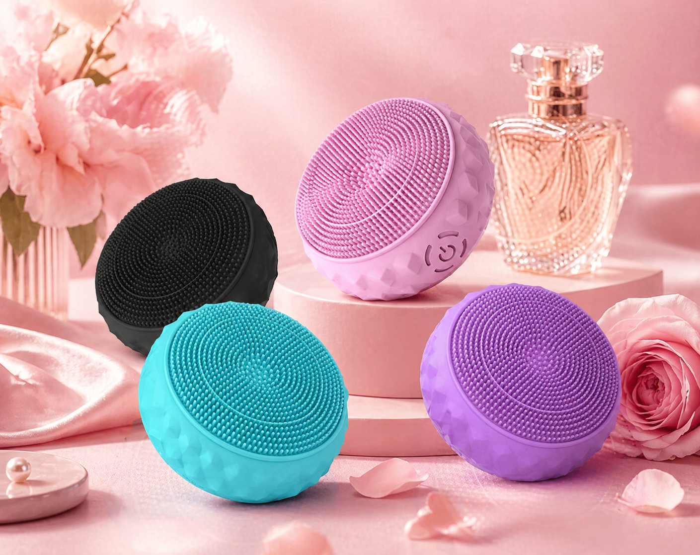 Massey Facial Cleansing Brush | Heated Silicone Face Cleaner with LED Light Modes