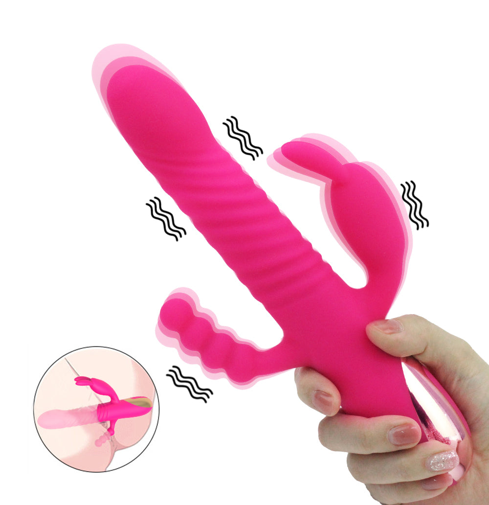 Thrusting Rabbit Vibrator 3 in 1 G-Spot Vibrating Dildo Fun-Mates Thrusting Rabbit Vibrator 3 in 1 G-Spot Vibrating Dildo Fun-Mates