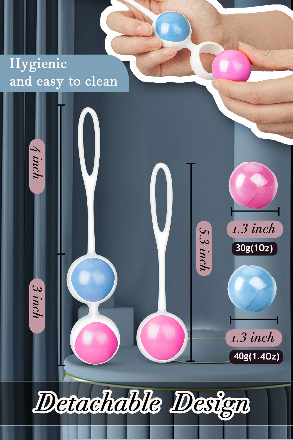 Powder Blue Weighted Kegel Ball Exercise Set