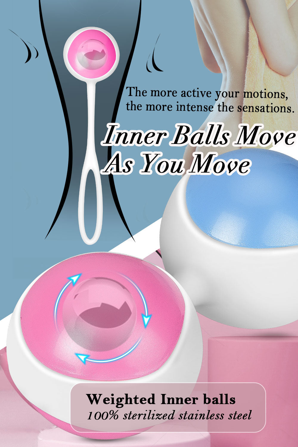 Powder Blue Weighted Kegel Ball Exercise Set