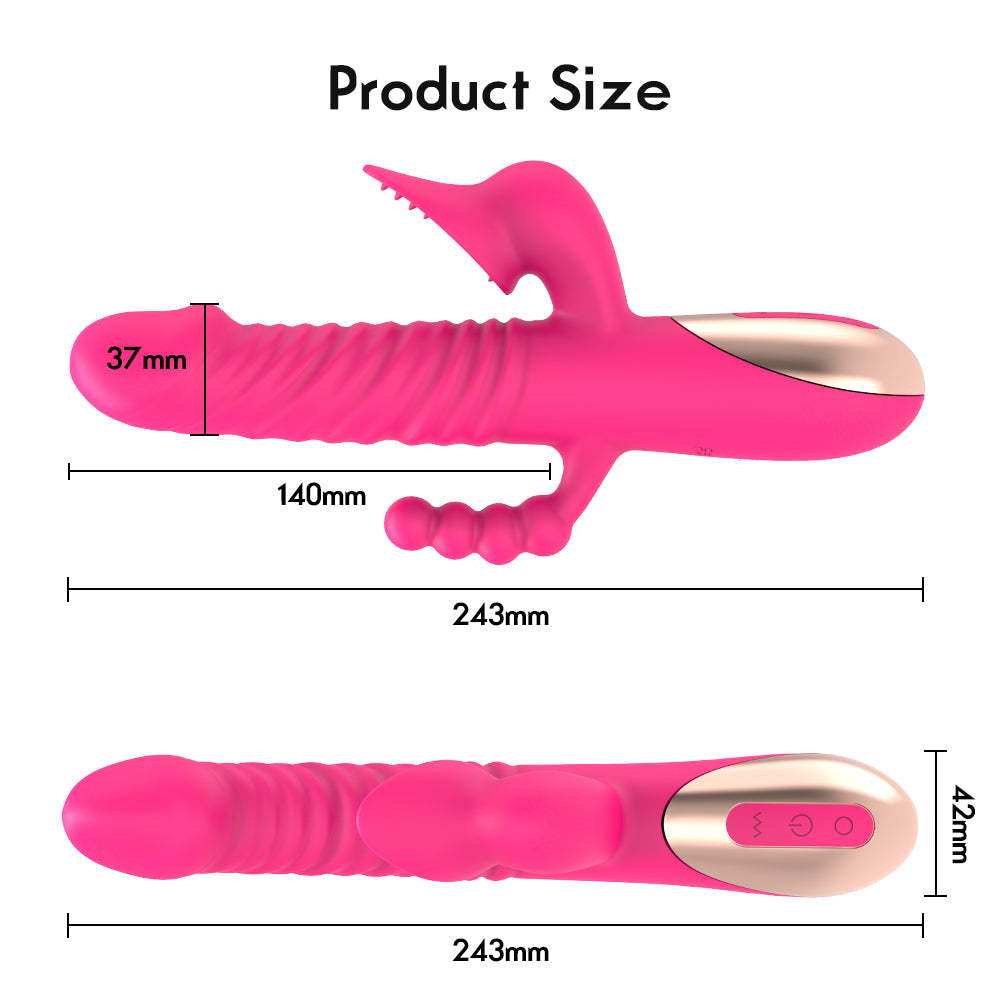 3 in 1 Rabbit Vibrator Thrusting Sucking Vibrator G-Spot Clitoral Stim Fun-Mates 3 in 1 Rabbit Vibrator Thrusting Sucking Vibrator G-Spot Clitoral Stim Fun-Mates